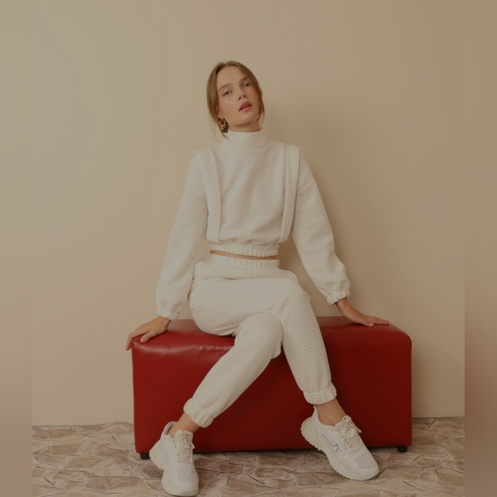 Womens Sweatsuits Activewear Sets Honeycomb Long Sleeve Tops / Drawstring